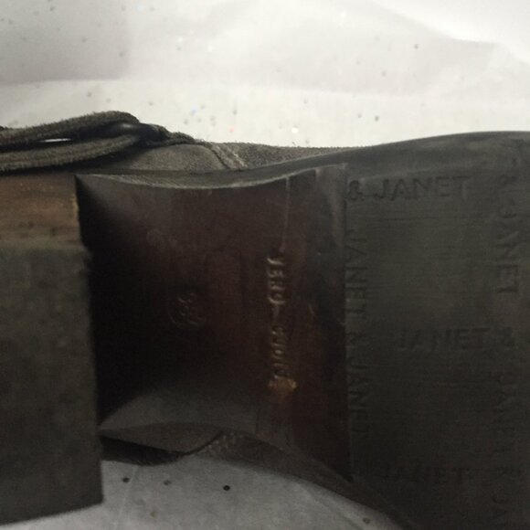 Janet & Janet Italy Gray Taupe mid calf pull on boot Size 38.5 Bohemian Western - Picture 12 of 16